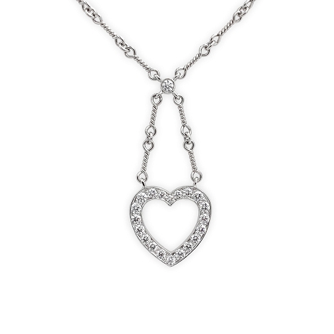 Platinum Tiffany Open Heart Pendant Necklace with .60cts Diamonds   j7621